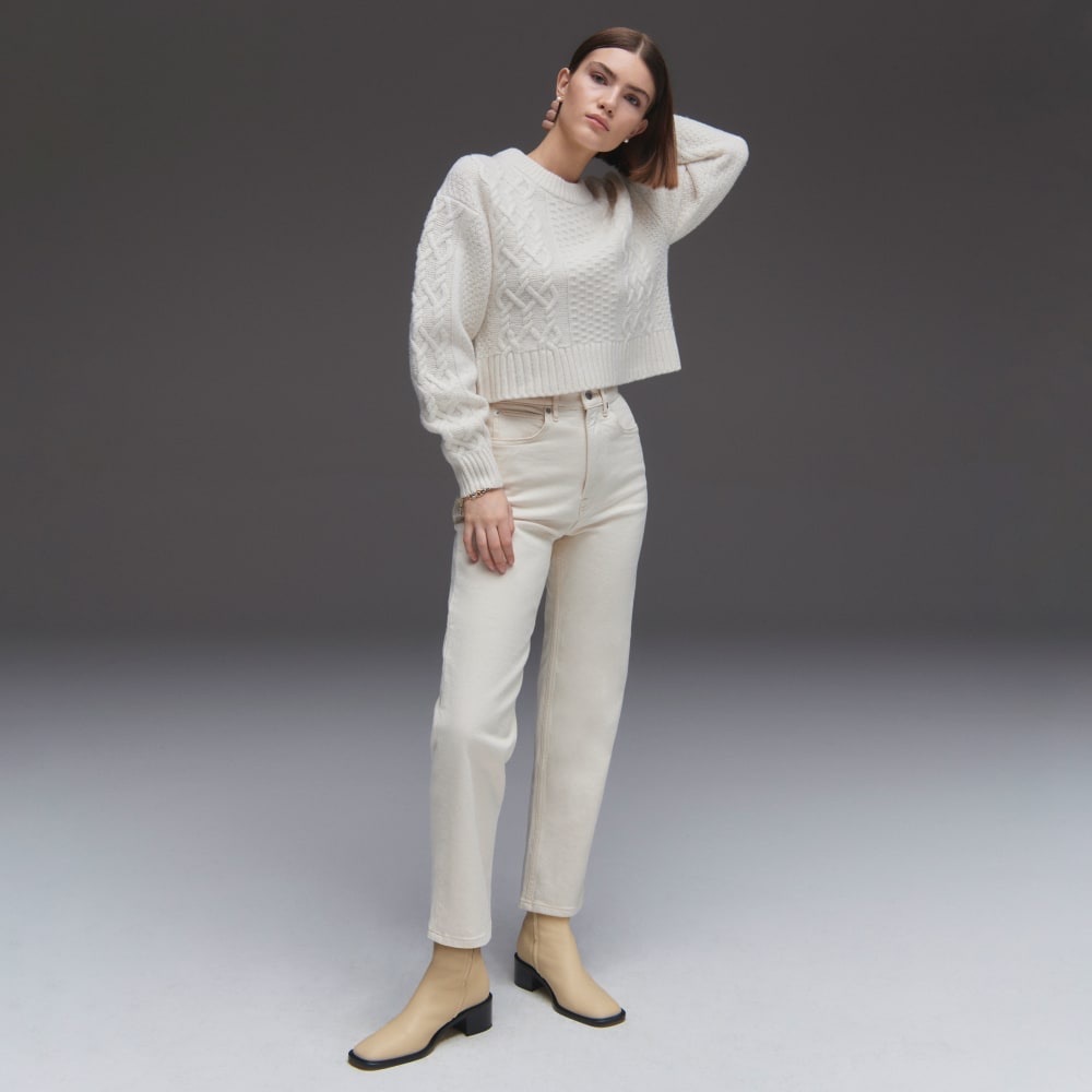 Everlane Ecru High-Rise Cheeky Straight Jeans